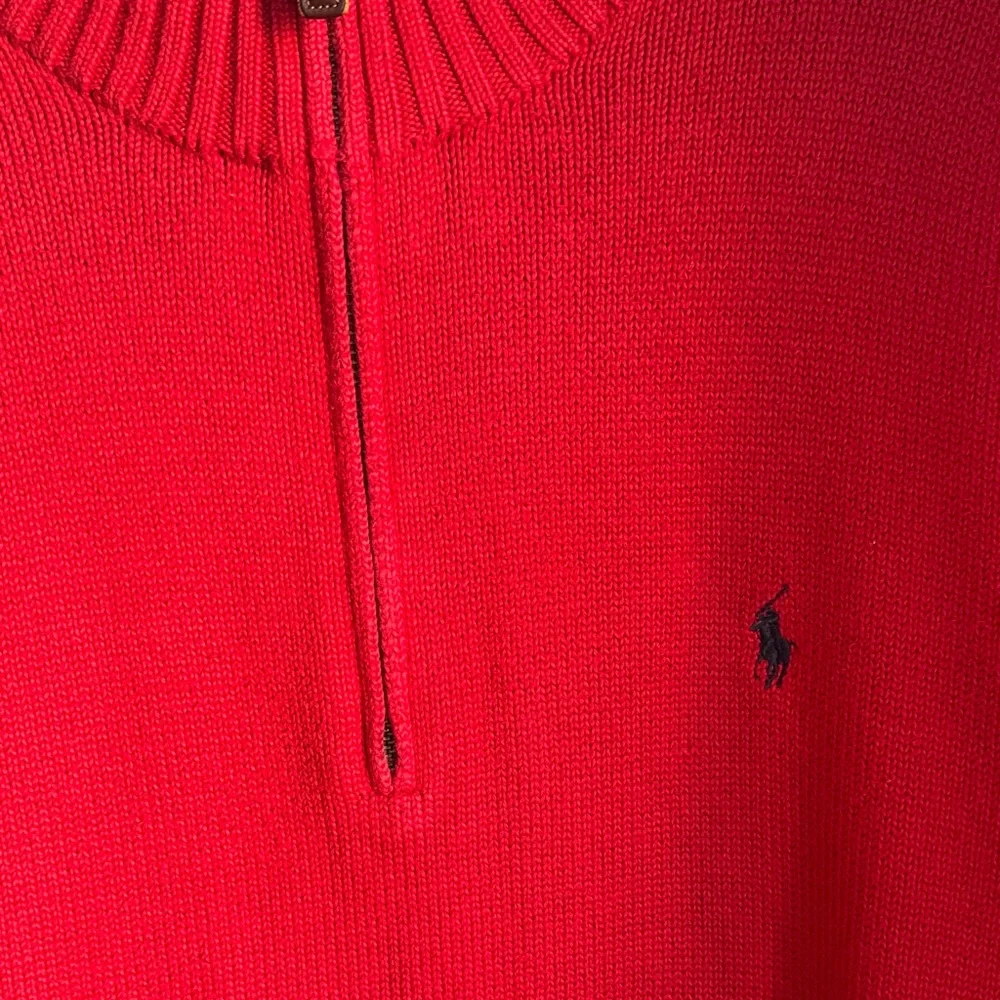 Ralph Lauren Bright Red Quarter-Zip Sweater size L
